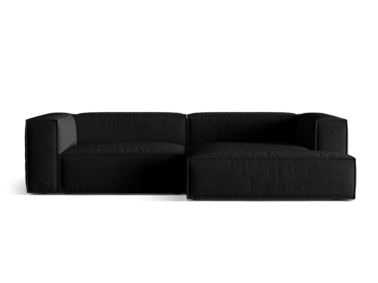Coltar modular dreapta 4 locuri, Nuria-88, Micadoni Home, 292x147x72 cm, catifea, negru Colțare